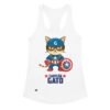Camiseta de gatos para mujer CAPITÁN GATO en color blanco, vista plana