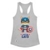 Camiseta de gatos para mujer CAPITÁN GATO en color gris jaspeado, vista plana