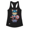 Camiseta de gatos para mujer CAPITÁN GATO en color negro, vista plana