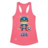 Camiseta de gatos para mujer CAPITÁN GATO en color rosa eléctrico, vista plana
