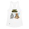 Camiseta de gatos para mujer CAT WARS en color blanco, vista plana