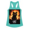 Camiseta de gatos para mujer CATÁSTROFE en color azul tahití, vista plana