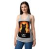 Camiseta de gatos para mujer CATÁSTROFE en color gris jaspeado, sobre modelo