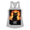 Camiseta de gatos para mujer CATÁSTROFE en color gris jaspeado, vista plana