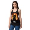 Camiseta de gatos para mujer CATÁSTROFE en color negro, sobre modelo