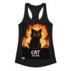 Camiseta de gatos para mujer CATÁSTROFE en color negro, vista plana