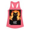 Camiseta de gatos para mujer CATÁSTROFE en color rosa eléctrico, vista plana
