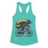 Camiseta de gatos para mujer GATO CICLISTA en color azul tahití, vista plana