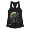 Camiseta de gatos para mujer GATO CICLISTA en color negro, vista plana