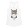 Camiseta de gatos para mujer CLARO, KAREN, CUÉNTAME MÁS en color blanco, vista plana