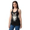 Camiseta de gatos para mujer CLARO, KAREN, CUÉNTAME MÁS en color negro, sobre modelo