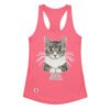 Camiseta de gatos para mujer CLARO, KAREN, CUÉNTAME MÁS en color rosa eléctrico, vista plana