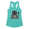 Camiseta de gatos para mujer CÓMO VIVIR DE LOS HUMANOS en color azul tahití, vista plana