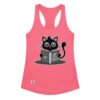 Camiseta de gatos para mujer CÓMO VIVIR DE LOS HUMANOS en color rosa eléctrico, vista plana