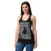 Camiseta de gatos para mujer MIAU EN 40 IDIOMAS en color negro, sobre modelo