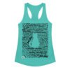 Camiseta de gatos para mujer MIAU EN 40 IDIOMAS en color azul tahití, vista plana