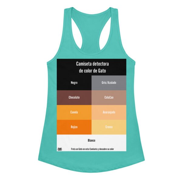 Camiseta de gatos para mujer DETECTORA DE COLOR DE GATO en color azul tahití, vista plana