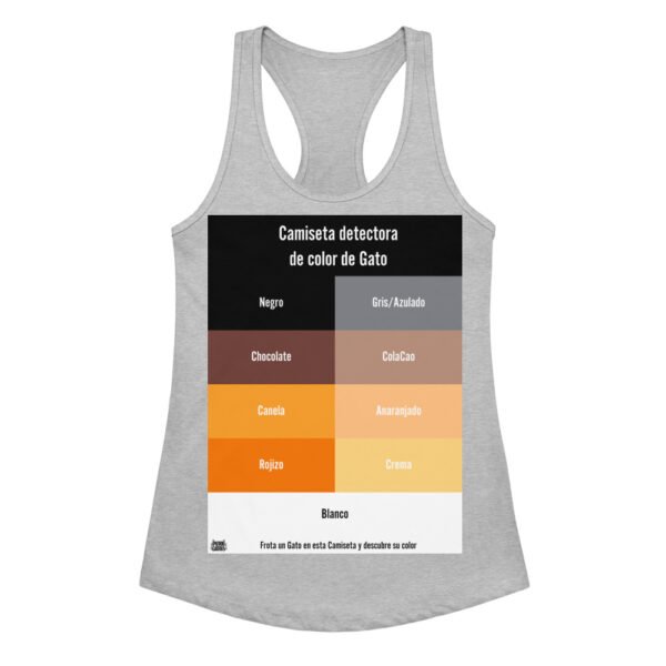 Camiseta de gatos para mujer DETECTORA DE COLOR DE GATO en color gris jaspeado, vista plana