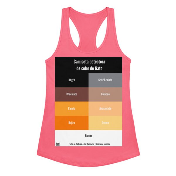 Camiseta de gatos para mujer DETECTORA DE COLOR DE GATO en color rosa eléctrico, vista plana