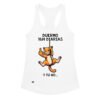Camiseta de gatos para mujer DUERMO 16H DIARIAS en color blanco, vista plana
