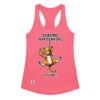 Camiseta de gatos para mujer DUERMO 16H DIARIAS en color rosa eléctrico, vista plana