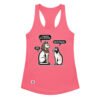 Camiseta de gatos para mujer ¿NOS ADORAN? en color rosa eléctrico, vista plana
