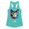 Camiseta de gatos para mujer EL GATO DE ANDY WARHOL en color azul tahití, vista plana