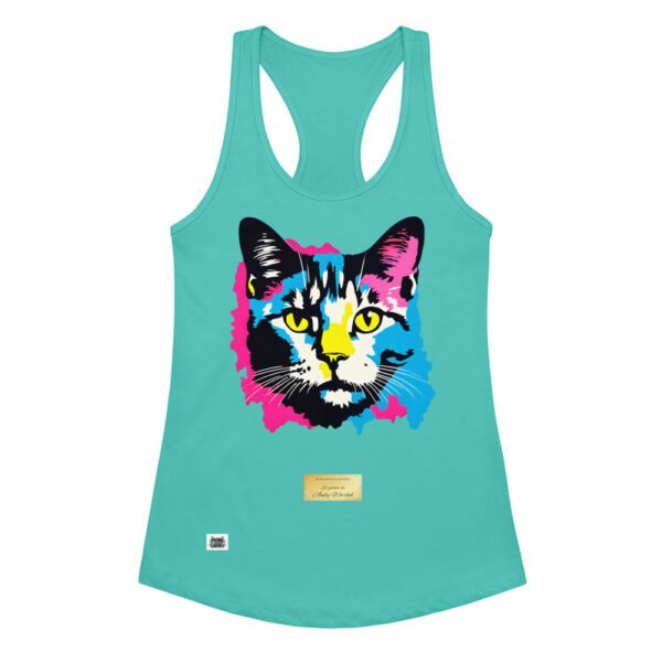Camiseta de gatos para mujer EL GATO DE ANDY WARHOL en color azul tahití, vista plana