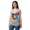 Camiseta de gatos para mujer EL GATO DE ANDY WARHOL en color gris jaspeado, sobre modelo