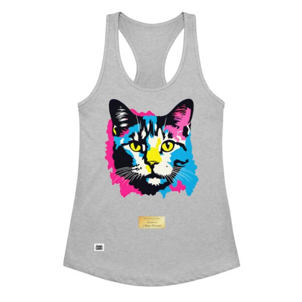 Camiseta de gatos para mujer EL GATO DE ANDY WARHOL en color gris jaspeado, vista plana