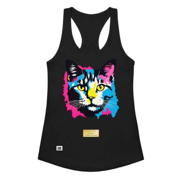 Camiseta de gatos para mujer EL GATO DE ANDY WARHOL en color negro, vista plana