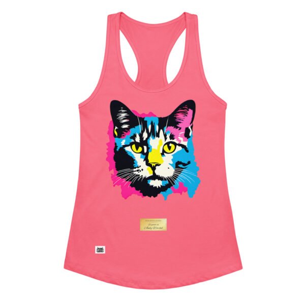 Camiseta de gatos para mujer EL GATO DE ANDY WARHOL en color rosa eléctrico, vista plana