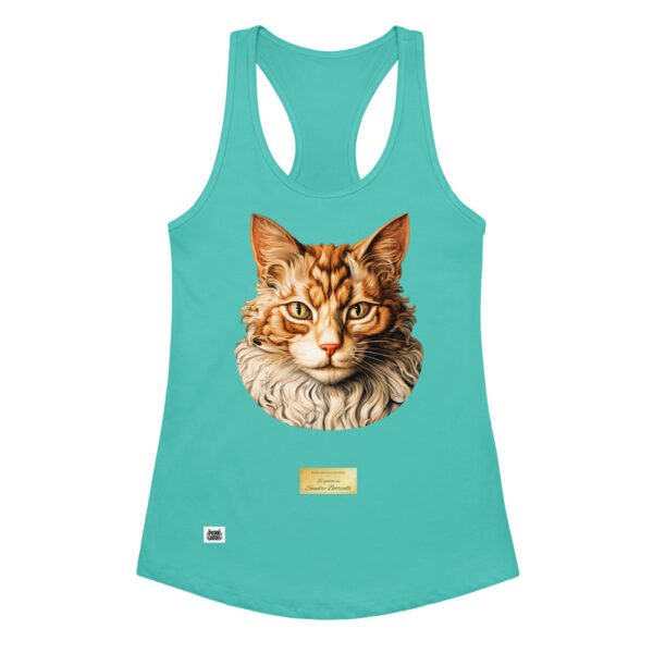 Camiseta de gatos para mujer EL GATO DE BOTTICELLI en color azul tahití, vista plana