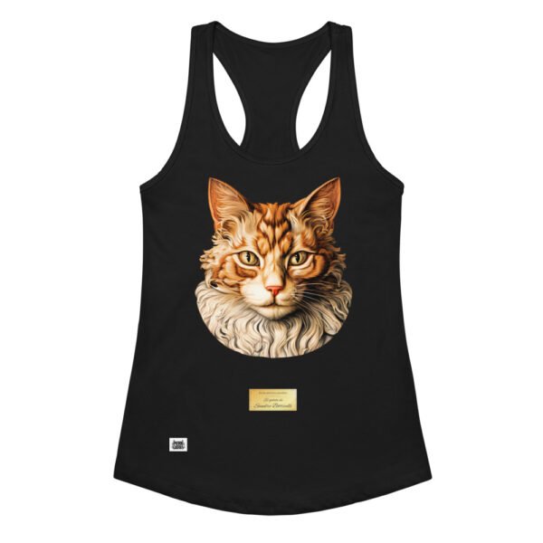 Camiseta de gatos para mujer EL GATO DE BOTTICELLI en color negro, vista plana