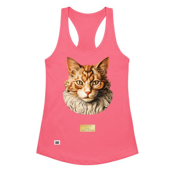 Camiseta de gatos para mujer EL GATO DE BOTTICELLI en color rosa eléctrico, vista plana