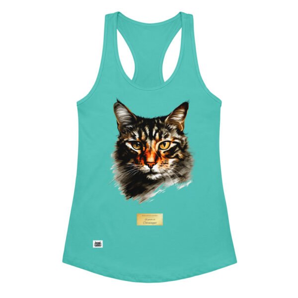 Camiseta de gatos para mujer EL GATO DE CARAVAGGIO en color azul tahití, vista plana