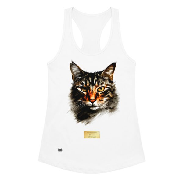 Camiseta de gatos para mujer EL GATO DE CARAVAGGIO en color blanco, vista plana