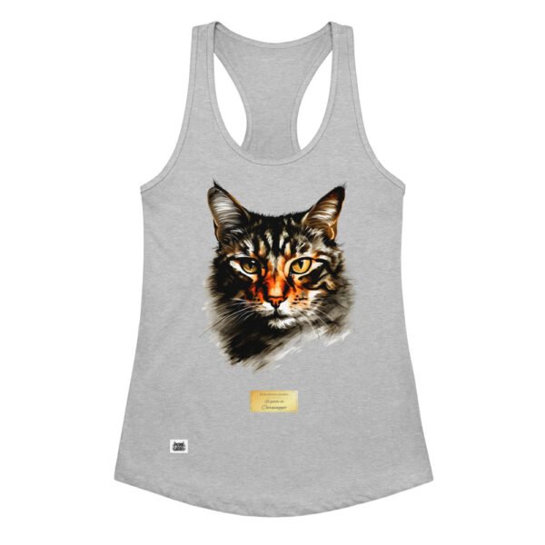 Camiseta de gatos para mujer EL GATO DE CARAVAGGIO en color gris jaspeado, vista plana