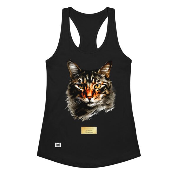 Camiseta de gatos para mujer EL GATO DE CARAVAGGIO en color negro, vista plana