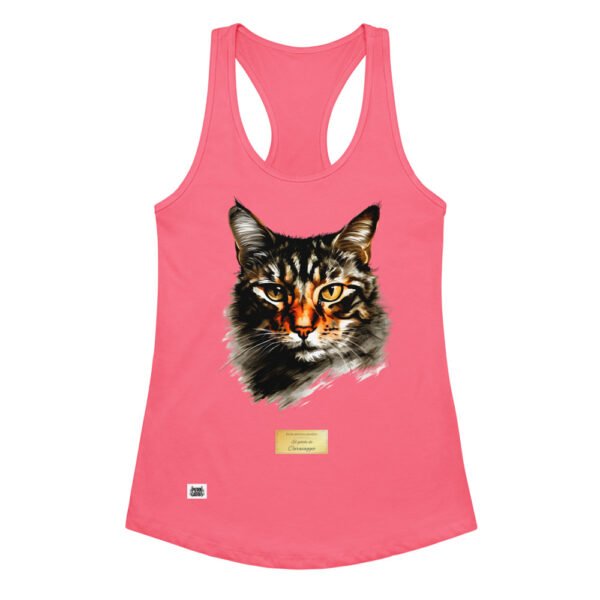 Camiseta de gatos para mujer EL GATO DE CARAVAGGIO en color rosa eléctrico, vista plana