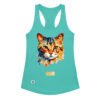 Camiseta de gatos para mujer EL GATO DE CÉZANNE en color azul tahití, vista plana