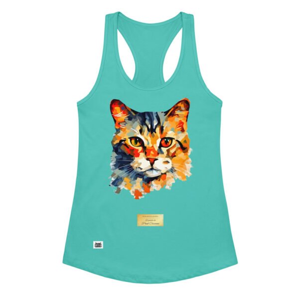 Camiseta de gatos para mujer EL GATO DE CÉZANNE en color azul tahití, vista plana