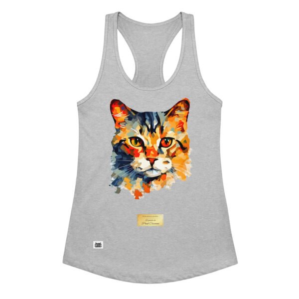 Camiseta de gatos para mujer EL GATO DE CÉZANNE en color gris jaspeado, vista plana