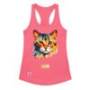 Camiseta de gatos para mujer EL GATO DE CÉZANNE en color rosa eléctrico, vista plana