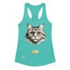 Camiseta de gatos para mujer EL GATO DE DA VINCI en color azul tahití, vista plana