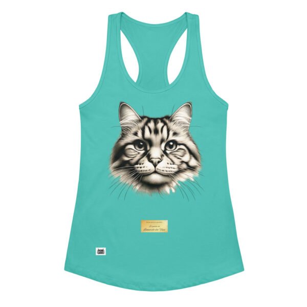 Camiseta de gatos para mujer EL GATO DE DA VINCI en color azul tahití, vista plana