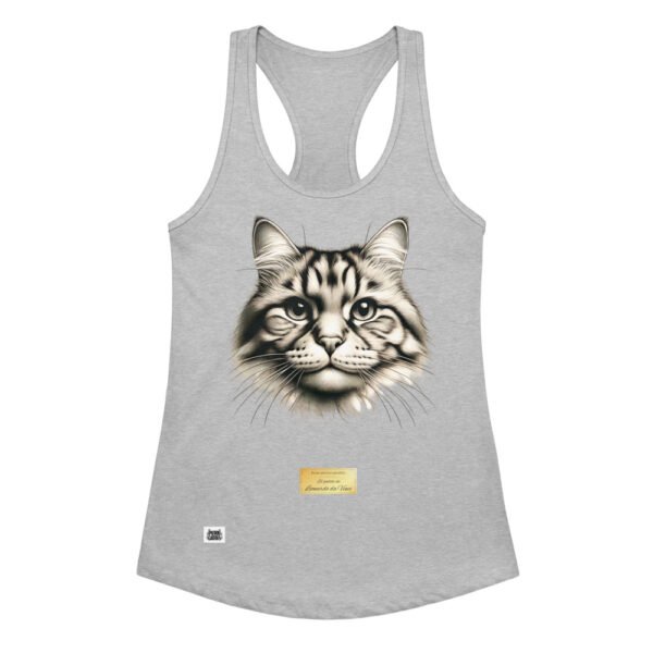 Camiseta de gatos para mujer EL GATO DE DA VINCI en color gris jaspeado, vista plana