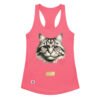 Camiseta de gatos para mujer EL GATO DE DA VINCI en color rosa eléctrico, vista plana