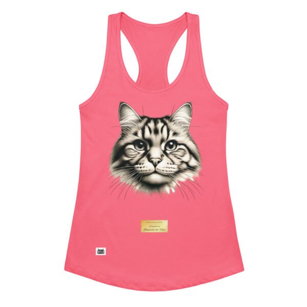 Camiseta de gatos para mujer EL GATO DE DA VINCI en color rosa eléctrico, vista plana