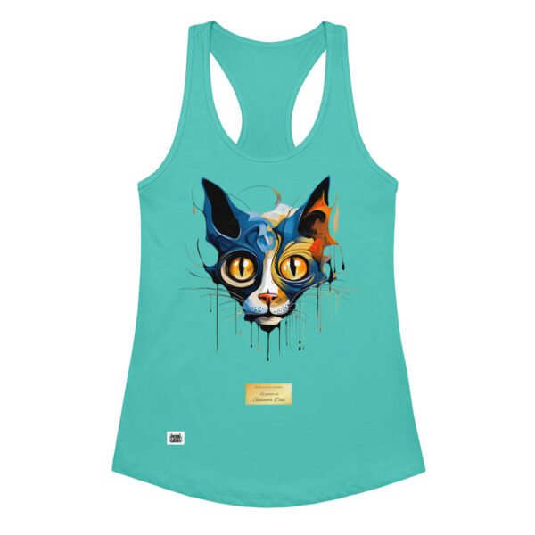 Camiseta de gatos para mujer EL GATO DE DALÍ en color azul tahití, vista plana